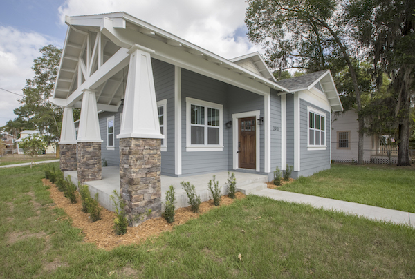 new construction front porch with pillars